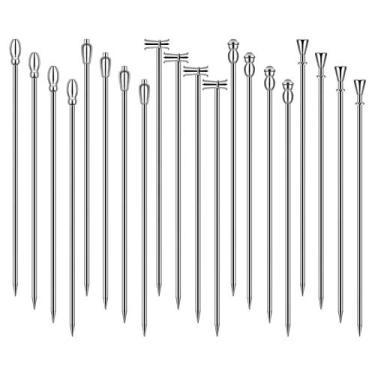 Imagem de Palitos para coquetéis, 20 palitos de coquetel, palitos de aço inoxidável reutilizáveis de azeitona martini para barbecue de frutas, palitos de bebida Bloody Mary