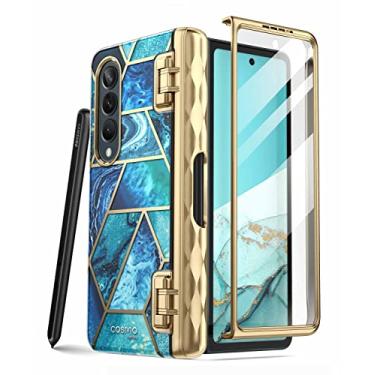 Imagem de i-Blason Capa Cosmo Series para Samsung Galaxy Z Fold 4 com suporte para caneta (2022), capa protetora estilosa dobrável 4 com protetor de tela integrado (oceano)