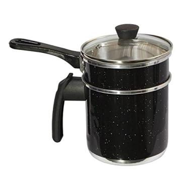 Imagem de Mini Cuscuzeira Caneco Fervedor Aluminio e Tampa De Vidro N12 - Preto