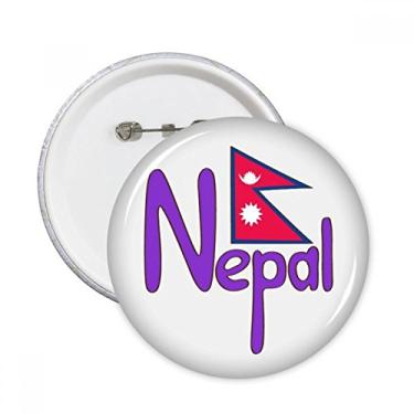 Imagem de Bandeira nacional do Nepal vermelho roxo padrão pinos redondos crachá botão emblema acessório decoração 5 peças
