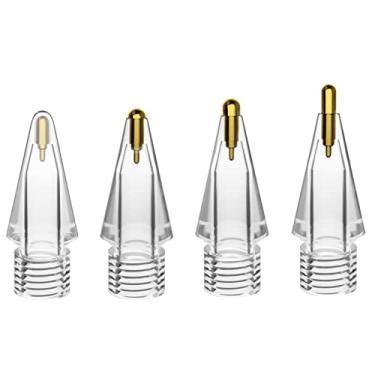 Imagem de 4 Dicas de substituição totalmente transparentes para Apple Pencil 1ª/2ª geração, pontas de caneta resistentes ao desgaste atualizadas para o iPad Pro Pencil (Transparente)