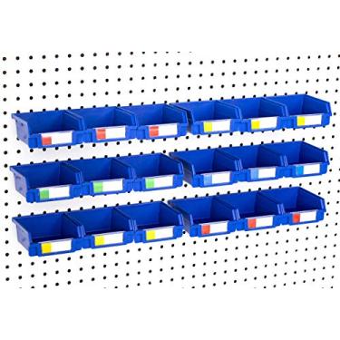 Imagem de Right Arrange Pegboard Bins – Pacote com 18 Azul – Ganchos para Qualquer Placa de Peg – Organizar Ferragens, Acessórios, Bancada de Trabalho, Armazenamento de Garagem, Sala de Artesanato, Galpão de