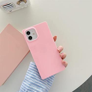 Imagem de Para iPhone 14 13 12 11 Pro Max Mini X XS XR 7 8 14 Plus cases Capa protetora de cor sólida fluorescente quadrada, rosa, para iphone 11