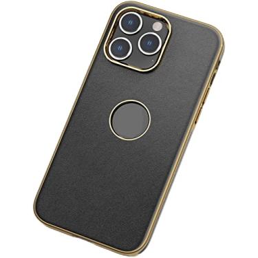 Imagem de IOTUP Capa para iPhone 14/14 Plus/14 Pro/14 Pro Max, Couro Macio Flexível Chapeado TPU Amortecedor À Prova de Choque Anti-Risco Capa Traseira Fina, Carregamento Sem Fio Compatível (Cor: Preto, Tamanho: 14ProMax)