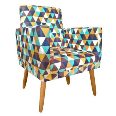 Imagem de Poltrona Cadeira Decorativa Nina Encosto Alto Rodapé Triangulo Verde -