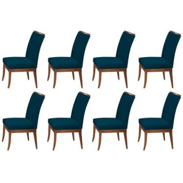 Imagem de Conjunto 8 Cadeiras Sala De Jantar Lana Veludo Azul Marinho - Rimac