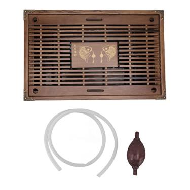 Imagem de Bandeja de chá Simples para Uso Doméstico Kemu Tipo Gaveta Pequena Conjunto de chá de Madeira Bandeja de Drenagem Armazenamento de água Mesa de chá de Madeira Maciça (Tipo B)