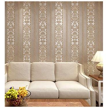 Imagem de Papel de parede de parede vintage damascos franceses de alto padrão texturizado para sala de estar, cozinha, quarto de 57 pés = 1,5 metros quadrados (formas de listras cáqui)