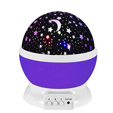 Imagem de Luz noturna, projetor de luz estrela e lua para crianças, lâmpada infantil de rotação de 360 graus, projetor de luz noturna de LED para decoração de aniversário, festa de Natal, roxo