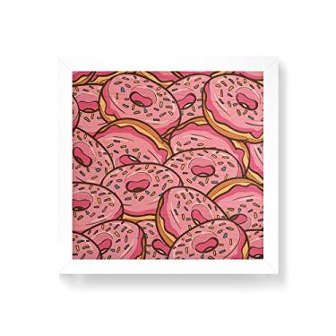 Imagem de Arte Maníacos Quadro decorativo com moldura caixa branca em Madeira - Donuts Rosa Vários - 30x30cm