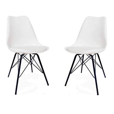 Imagem de 02 Cadeiras Saarinen Leda Tower Preto Design Branco - Cadeiras de Jantar…