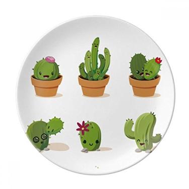 Imagem de Suculentas de cacto, prato de ilustração de plantas em vaso decorativo de porcelana Salver louças de jantar