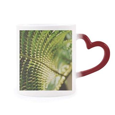 Imagem de Caneca com foto de folhas de planta sensível ao calor natureza Caneca vermelha muda de cor