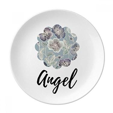 Imagem de Prato de flor de plantas de desenho cinza decorativo de porcelana salver louça de jantar