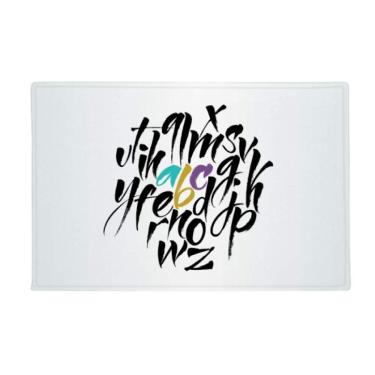 Imagem de DIYthinker Tapete com citação de alfabetos A to Z, tapete antiderrapante, porta de cozinha para banheiro, 40,64 x 60,96 cm