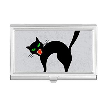 Imagem de Caixa de bolso com porta-cartões de visita de gato preto assustador