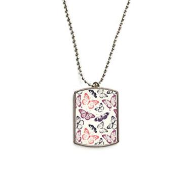 Imagem de DIYthinker Colar com pingente de borboleta em fundo rosa pálido com corrente de aço inoxidável para cães