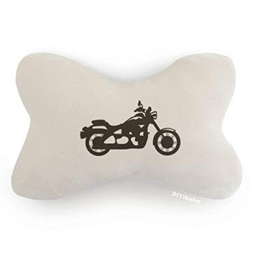 Imagem de DIYthinker Almofada para decoração de pescoço de motocicleta mecânica preta com estampa de carro, almofada para apoio de cabeça