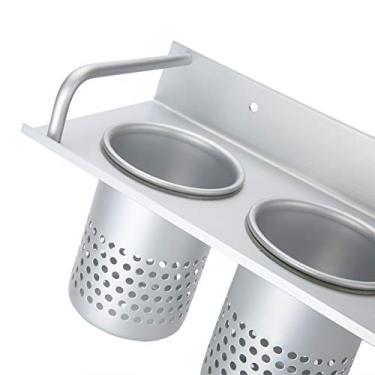 Imagem de Organizador de secador de cabelo, suporte para secador de cabelo, fácil de instalar, copo de barbeador compacto multifuncional multifuncional para armazenar pasta de dente