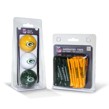 Imagem de Team Golf Bolas de golfe impressas com logotipo NFL Green Bay Packers (3 unidades) e camisetas de golfe regulamentadas de 6 cm (50 unidades), multicoloridas