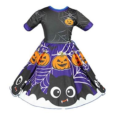 Imagem de Fantasia Bruxa Infantil Abobora Morcego Halloween (M 5-8)