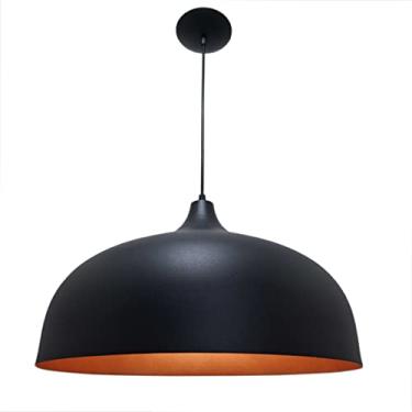 Imagem de Lustre Luminária Pendente Aladim Preto com Cobre 46cm Mesa Sinuca Bilhar Jogos Snooker Bares Barbearias Studio Varandas Area Gourmet Balcão