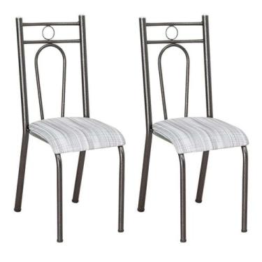 Imagem de Conjunto 2 Cadeiras Hanumam Cromo Preto E Linho - Artefamol