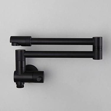 Imagem de Torneira misturador para pia dobrável de latão grau único frio torneira de bidê giratória montada na parede, preto