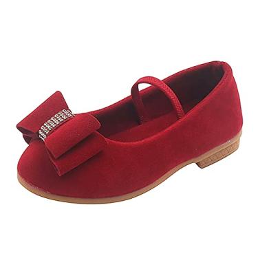 Imagem de Mercatoo Sapatos de princesa para meninas infantis infantis bebê laço único sandálias sapatos cicuta sandálias femininas sandálias de verão sandálias planas para meninas (vermelho, 18-24 meses)