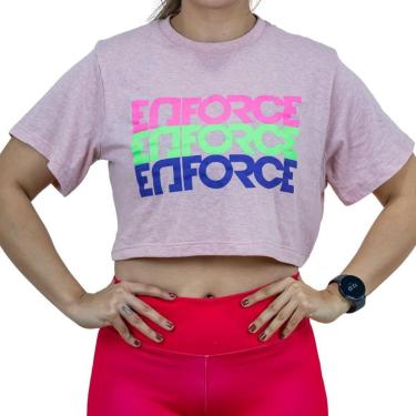 Imagem de Camisa Cropped Top Academia Treino Enforce Rosa Claro Feminina-Feminino