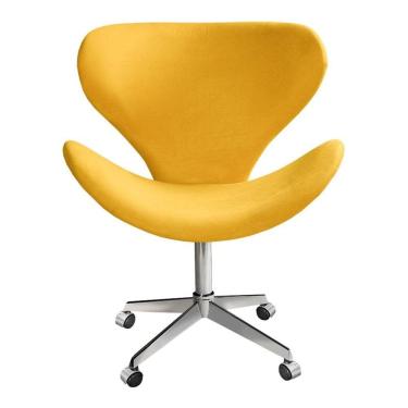 Imagem de Poltrona Decorativa Isis Swan Cadeira Giratória com Rodinhas Escritório Home Office