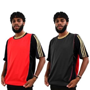 Imagem de Coletes Futebol Jogo Adulto Com Face Dupla Treino Kit 10 peças Futsal Soccer Vermelho-preto