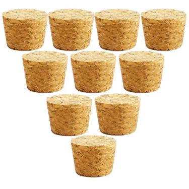 Imagem de 10 peças de plugues de cortiça cônicos rolhas de vinho de madeira rolhas de vedação reutilizáveis para barra de garrafa artesanato DIY acessórios de cozinha (33 x 25 x 25 mm)