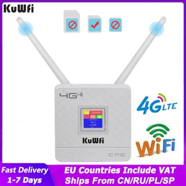 Imagem de KuWFi 150Mbps Roteador Sem Fio 4G Roteador Wifi Com Slot Para Cartão SIM & RJ45 Antenas Externas