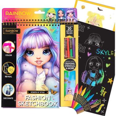 Imagem de Caderno de desenho de moda Scratch & Style com estênceis