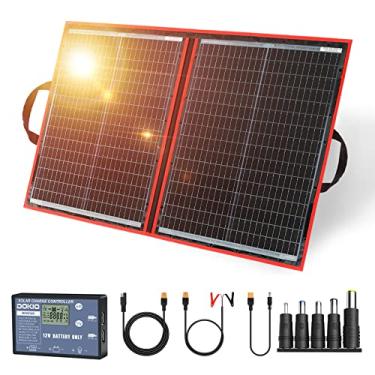 Imagem de DOKIO 110W 18V Kit de painel solar portátil Carregador solar dobrável com 2 saídas USB para 12v Baterias/Estação de energia AGM LiFePo4 RV Camping Trailer Car Marine