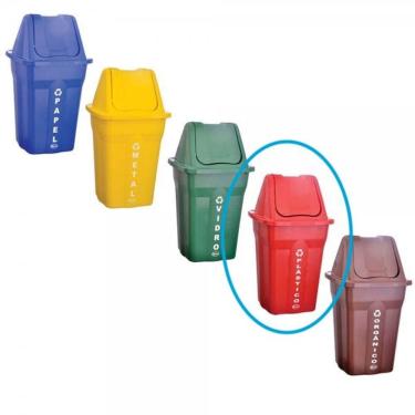 Imagem de Lixeira Basculante Com Tampa Coleta Seletiva 60L Santana - 1Un - **Vermelha***