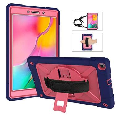 Imagem de QYiD Capa para Galaxy Tab S6 Lite 2020, capa infantil resistente com alça de mão giratória com alça de mão para Samsung Galaxy Tab S6 Lite 2020 10,4 polegadas 2020 SM-P610/P615, azul/rosa
