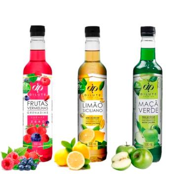 Imagem de Kit 3 Xarope Para Soda Italiana E Drinks Dilute Zero Açúcar