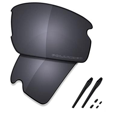Imagem de SAUCER Lentes de substituição premium e kits de borracha para óculos de sol Oakley Flak 2.0 OO9295 High Defense – Escudo preto polarizado