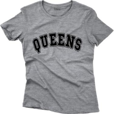 Imagem de Camiseta Algodão Feminina New York City Queens Tamanho:GG;Cor:Cinza