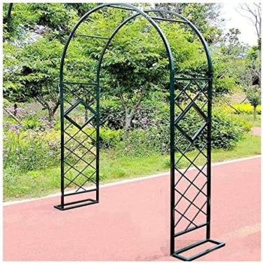 Imagem de Grande arco de jardim rosa arbor treliça, arco de casamento de aço resistente para plantas trepadeiras jardim ao ar livre gramado quintal pátio bronze, verde, 3,2 x 2,3 m/10,5 x 7,5 pés