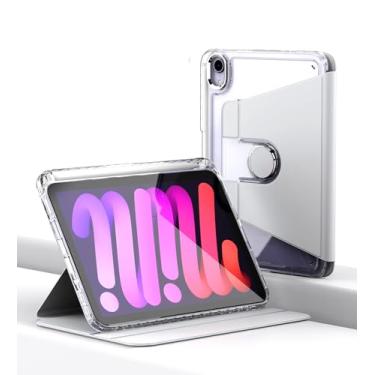 Imagem de YOUULAR Capa com suporte para iPad Mini (2021)/iPad Mini 6/iPad Mini (6ª geração) com compartimentos para lápis (lápis não incluído) Carteira de couro PU 360 flip Smart Folio Cover Stand & Auto
