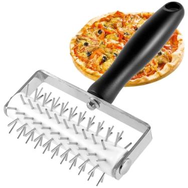 Imagem de Ancorador de massa de pizza, rolo de massa premium com pontas de aço inoxidável, ferramenta de ancoragem de pizza resistente multiuso para fazer torta de biscoito de pizza, pastelaria, uso doméstico e