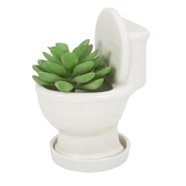 Imagem de Vaso para suculentas de lhama com bandeja de drenagem, recipiente de cerâmica branca para cacto/flor, suporte de animal de alpaca bonsai para plantas internas