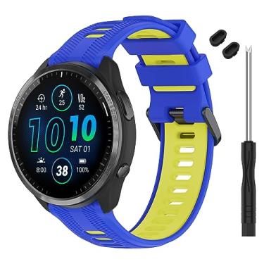 Imagem de TopPerfekt Pulseira compatível com Garmin Forerunner 965, pulseira de substituição de silicone macio para relógio inteligente 965 para mulheres homens azul - amarelo
