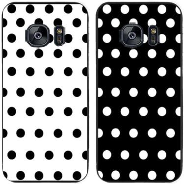 Imagem de 2 peças preto branco bolinhas impressas TPU gel silicone capa de telefone traseira para Samsung Galaxy todas as séries (Galaxy S7)