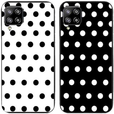Imagem de 2 peças preto branco bolinhas impressas TPU gel silicone capa de telefone traseira para Samsung Galaxy todas as séries (Galaxy M33 5G)