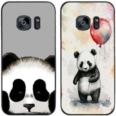 Imagem de 2 peças coruja lobo leão tigre gato pilha golfinhos pug husky cão dinossauro panda capa de telefone traseira gel TPU para Samsung Galaxy S6 (Panda)