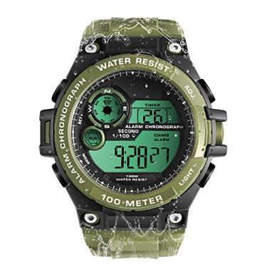 Imagem de Relógio de Pulso Militar Multifuncional à Prova d'água 10 Atmosferas para Natação e Mergulho com Despertador, Cronômetro, Contagem Regressiva, Fuso Horário Duplo e Calendário